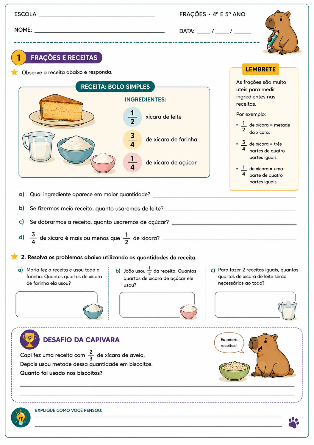 Prévia de atividade de frações